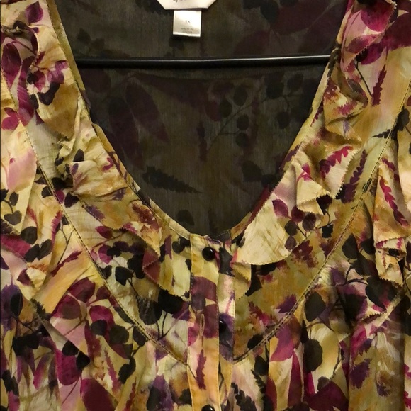 CJ Banks sheer and bodice lined ruffled dress 1XL - Picture 3 of 6